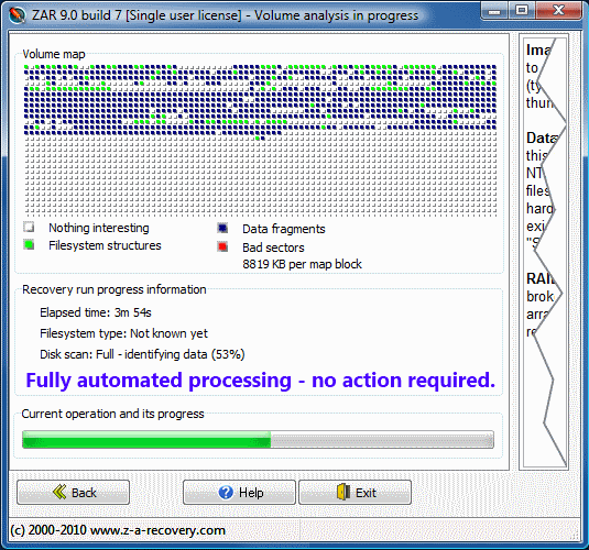 Screenshot for Zero Assumption Recovery 9.1