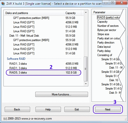 Select NAS partition