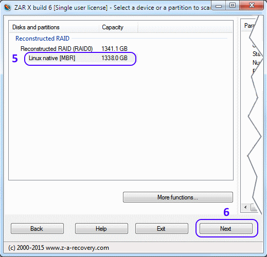 Select RAID0 partition for recovery