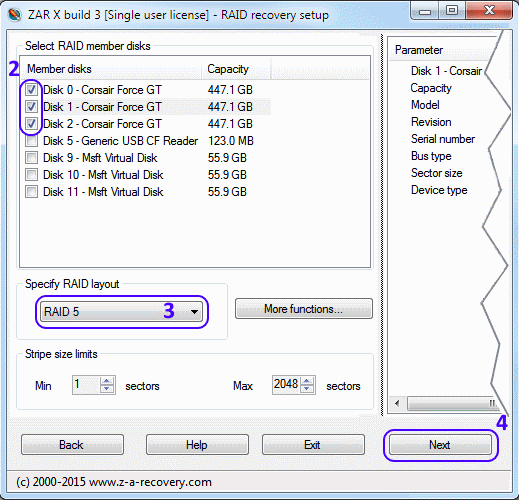 Select disks for RAID5 recovery